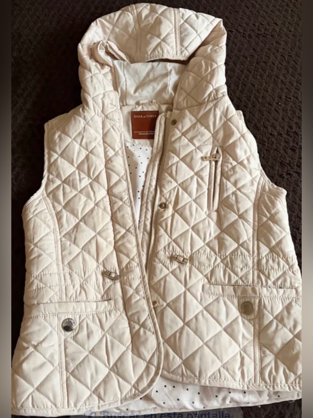 Zara Girls Hooded Vest Cream / Beige (Size 9/10 Yrs